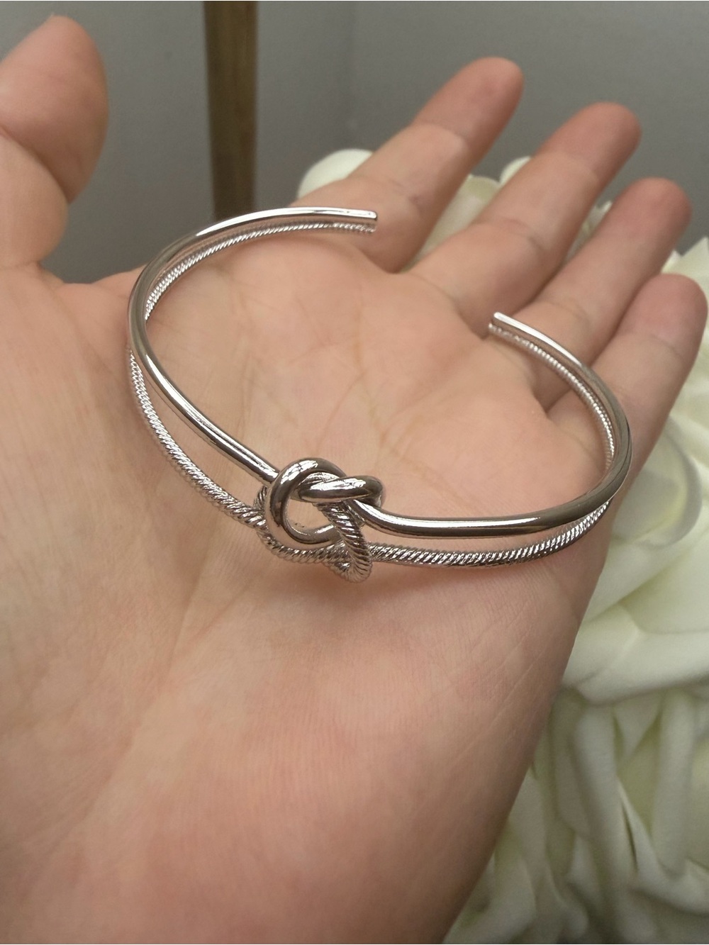 Silver Knot Open Cuff Bracelet - Women's Jewelry